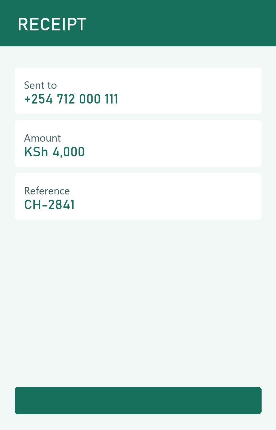 An SMS receipt confirming a contribution